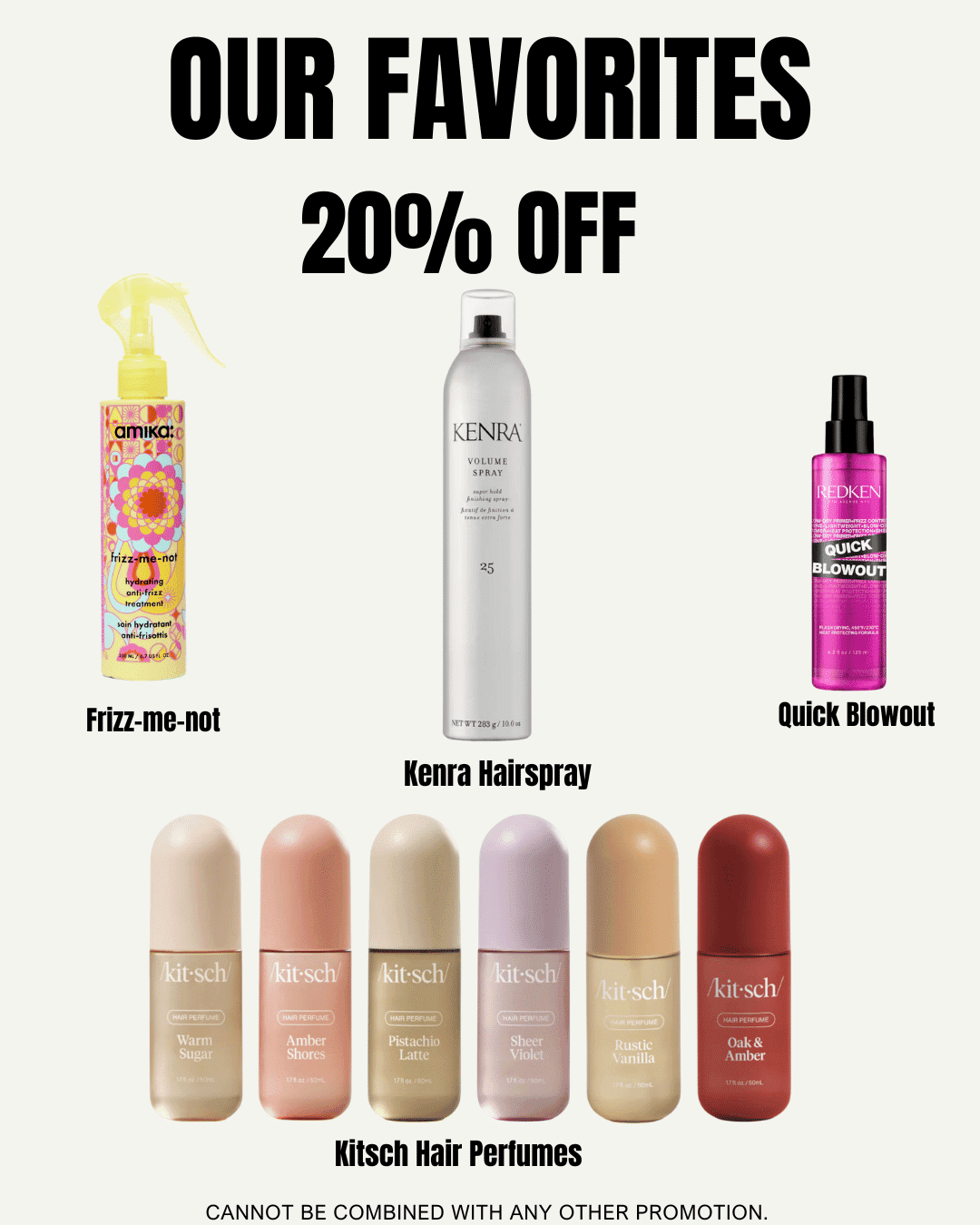 Hair products sale: Amika, Kenra, Kitsch at 20% off. Exclusions apply.